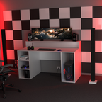 Bureau Gaming Gamer Professionnel pour Ordinateur PC Bureau de Travail Enigma Blanc - Détails