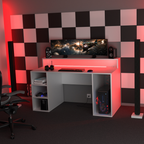 Bureau Gaming Gamer Professionnel pour Ordinateur PC Bureau de Travail Enigma Blanc - Détails