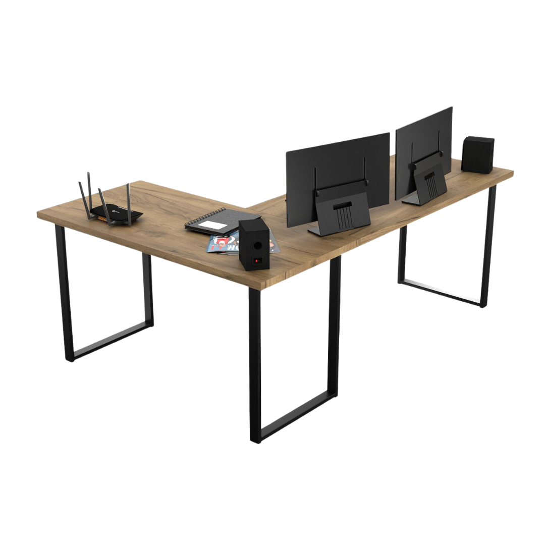 Bureau d'Angle Gaming Gamer Professionnel pour Ordinateur PC Bureau de Travail VINI N Chêne Doré - Détails