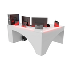 Bureau d'Angle Gaming Gamer Professionnel pour Ordinateur PC Bureau de Travail Carbon Blanc - Détails