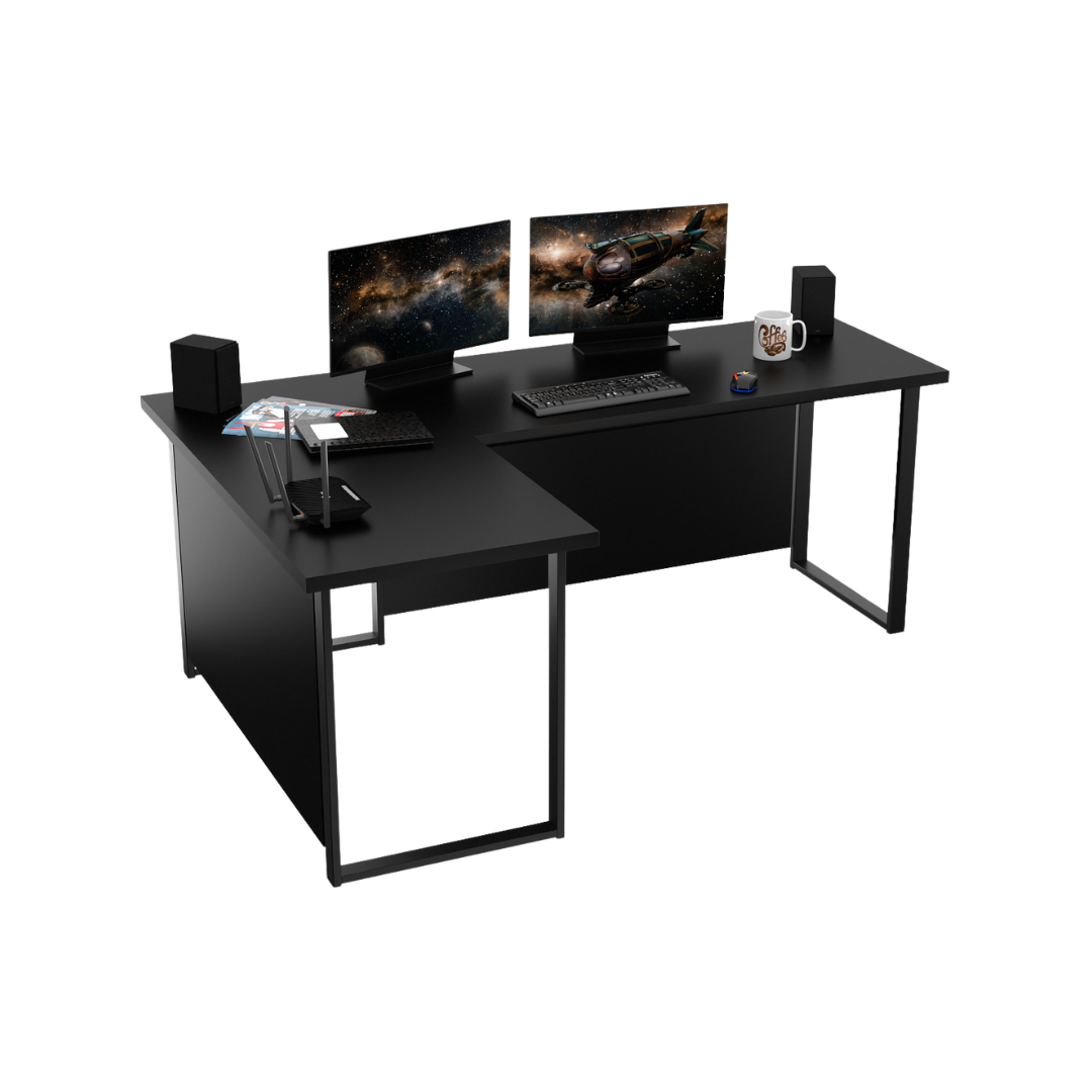 Bureau d'Angle Gaming Gamer Professionnel pour Ordinateur PC Bureau de Travail VINI N Noir - Détails