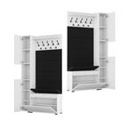 Vestiaire d'Entrée Complet avec Meuble à Chaussures Panneaux Capitonnés Porte-manteau et Meuble Étroit Garderoba Blanc - Détails