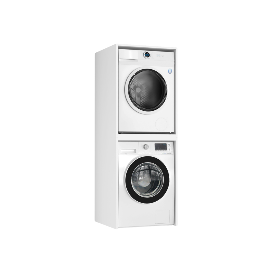 Meuble de Salle de Bain sur Lave-linge et Sèche-linge Luza Rangement Blanc - Vue principale