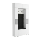 Vestiaire d'Entrée Double Complet avec Meuble à Chaussures Panneaux Capitonnés Porte-manteau 2 Meubles Étroits et Surmeubles Lova Blanc - Vue principale