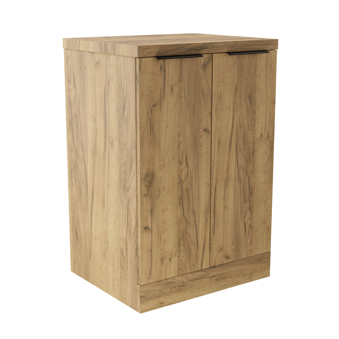 Meuble de Salle de Bain sur Pied Rangement Chêne Doré - Détails