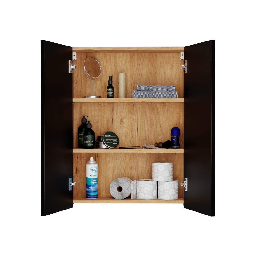 Meuble Suspendu pour WC Suspendu Geberit Rangement Chêne Doré - Détails