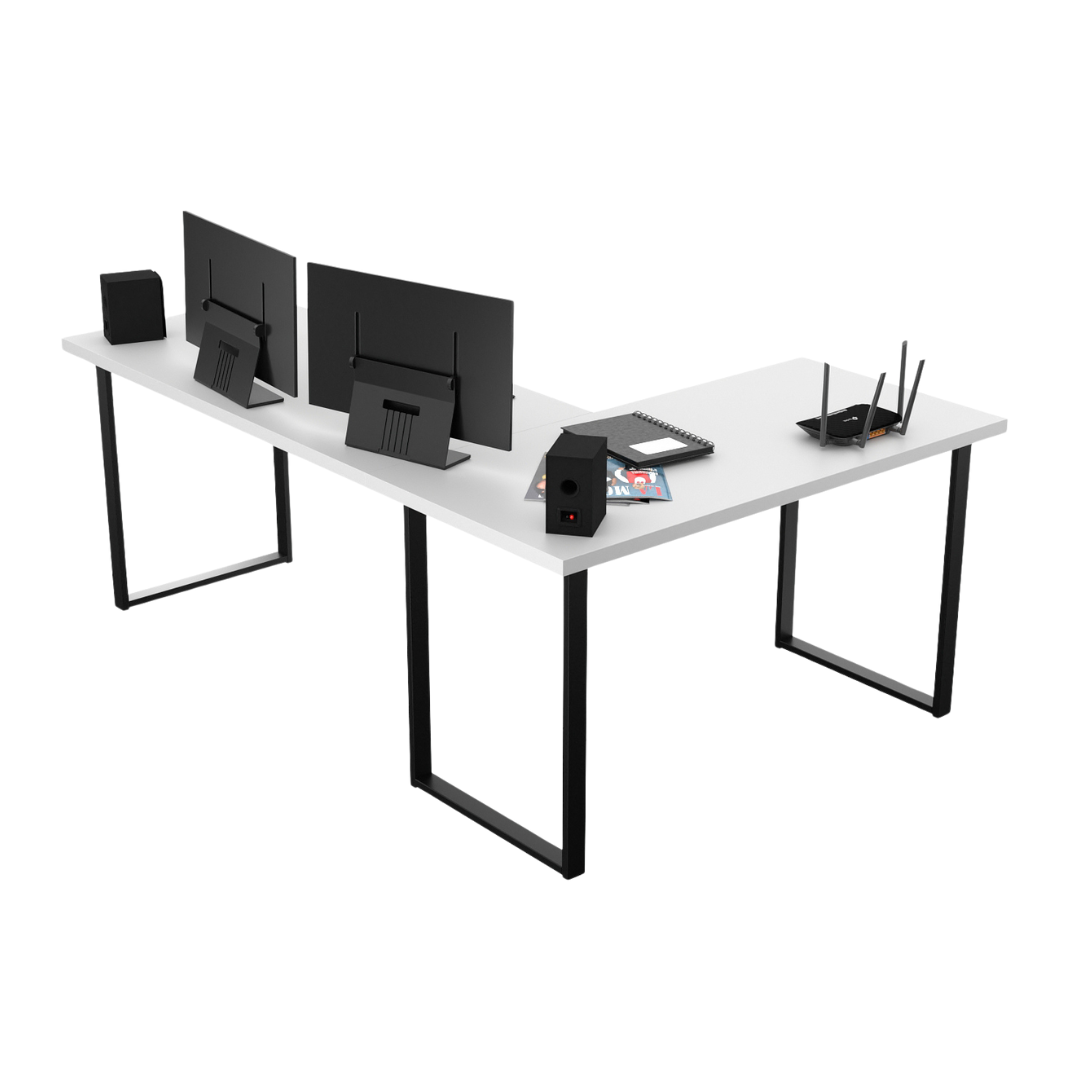 Bureau d'Angle Gaming Gamer Professionnel pour Ordinateur PC Bureau de Travail VINI N Blanc - Détails