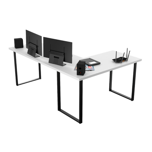 Bureau d'Angle Gaming Gamer Professionnel pour Ordinateur PC Bureau de Travail VINI N Blanc - Détails