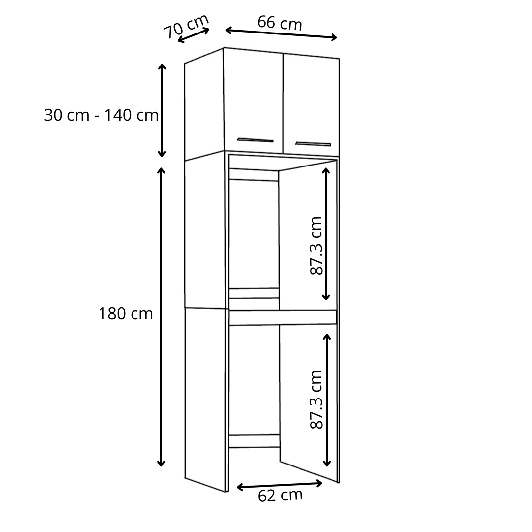 Meuble de Salle de Bain sur Lave-linge et Sèche-linge avec Surmeuble Rangement Lancelot - Détails