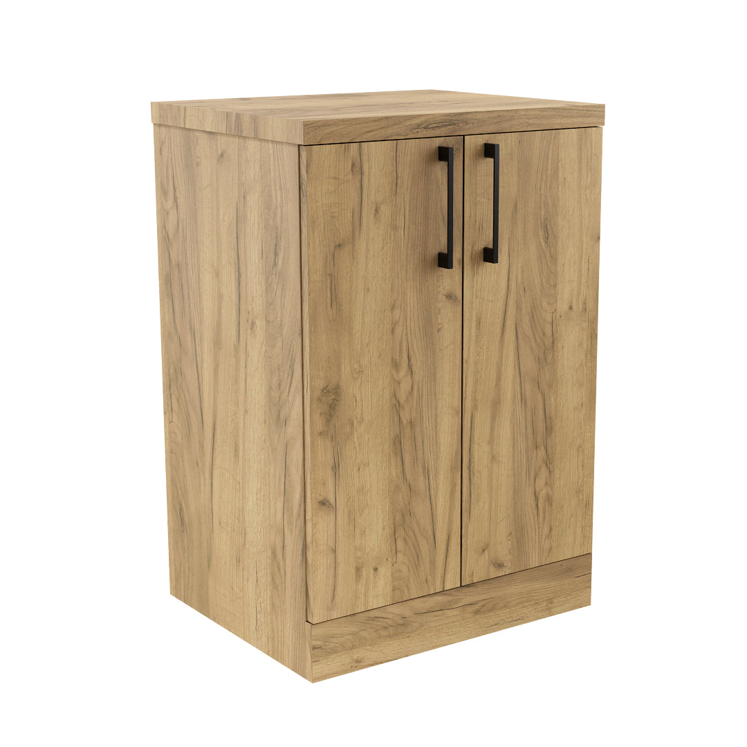 Meuble de Salle de Bain sur Pied Aria Rangement Chêne Doré - Vue principale