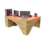 Bureau d'Angle Gaming Gamer Professionnel pour Ordinateur PC Bureau de Travail Carbon Chêne Doré - Détails