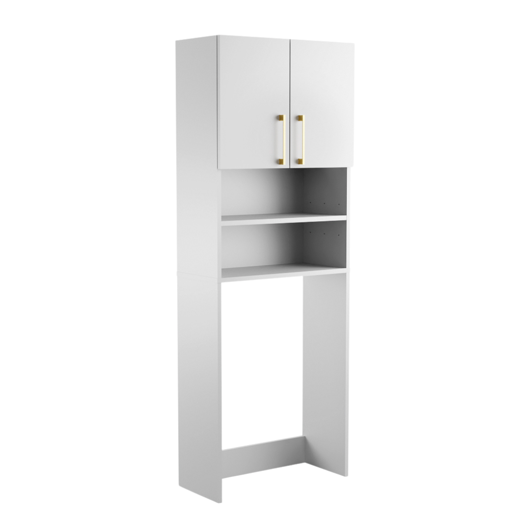 Meuble Rangement sur Pied au-dessus Lave-linge avec Portes Blanc - Détails