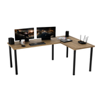 Bureau d'Angle Gaming Gamer Professionnel pour Ordinateur PC Bureau de Travail Chêne Doré - Détails
