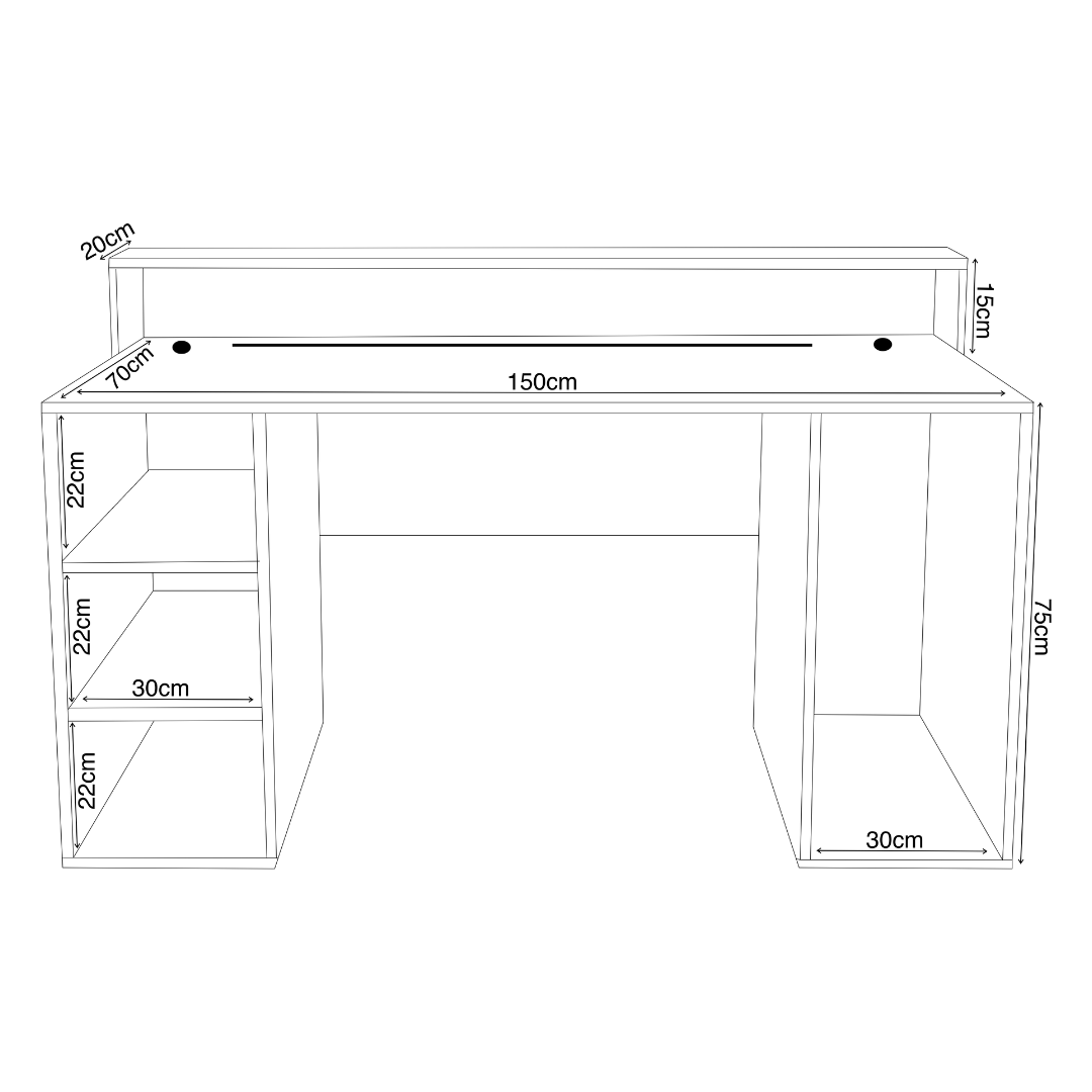 Bureau Gaming Gamer Professionnel pour Ordinateur PC Bureau de Travail Enigma Noir - Détails