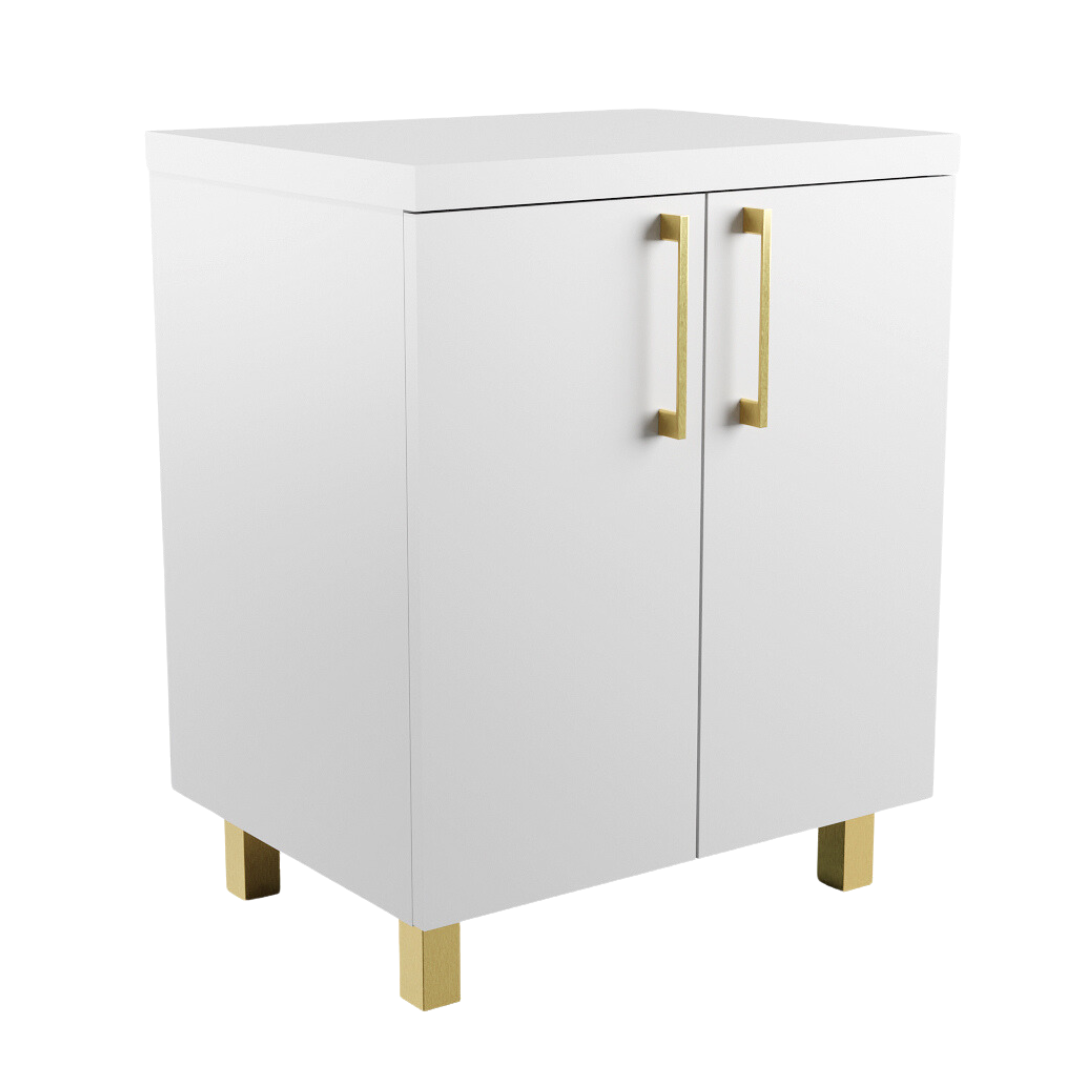 Meuble Vasque de Salle de Bain sur Pied sous Lavabo avec Tiroirs Blanc - Détails