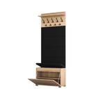Vestiaire d'Entrée avec Meuble à Chaussures Banc Panneaux Capitonnés et Porte-manteau Lova Chêne Sonoma - Vue principale