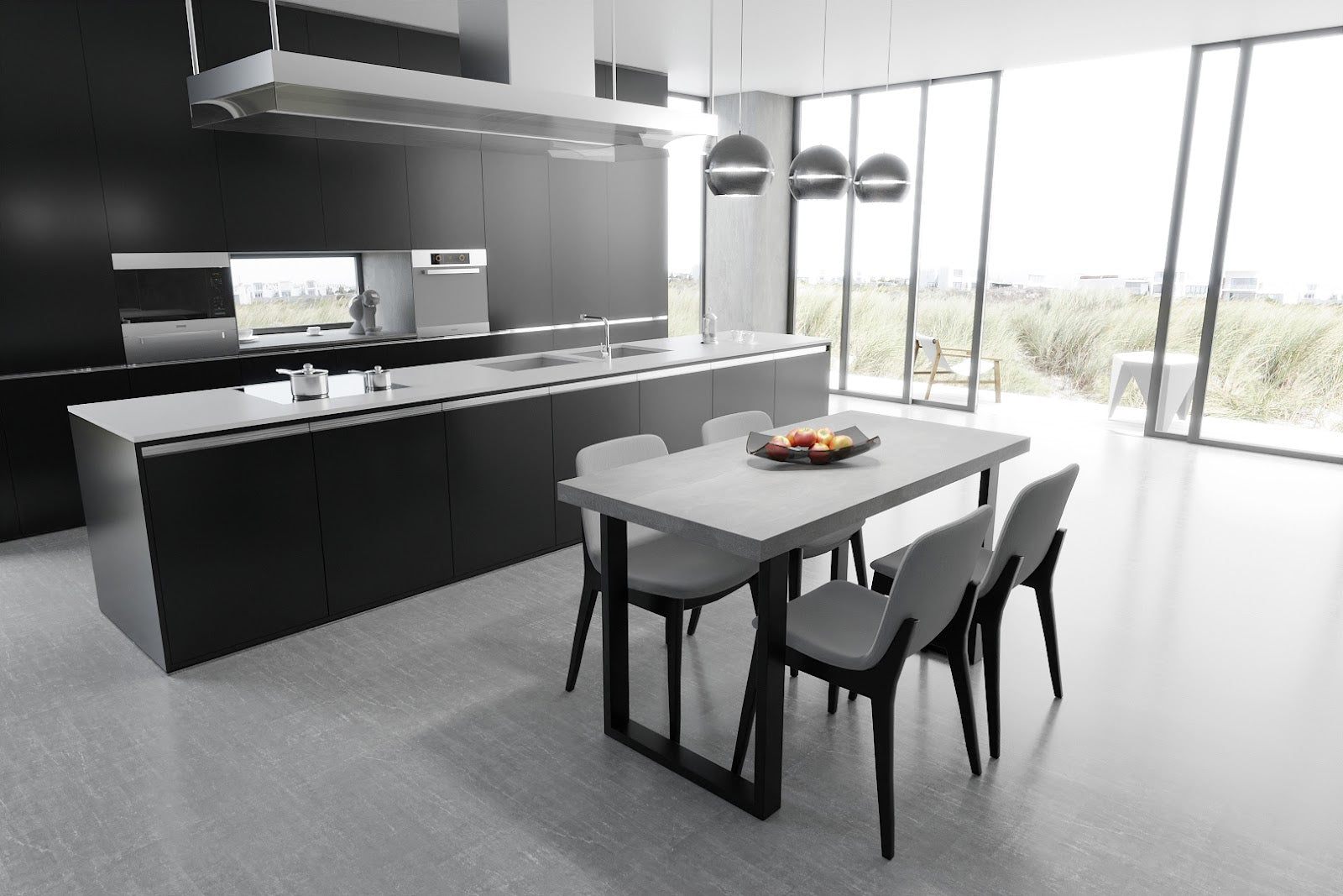 Table de Cuisine Loft VINI Béton Clair - Détails