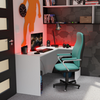 Bureau d'Angle Gaming Gamer Compact Mini pour Ordinateur PC Carbon Blanc - Détails