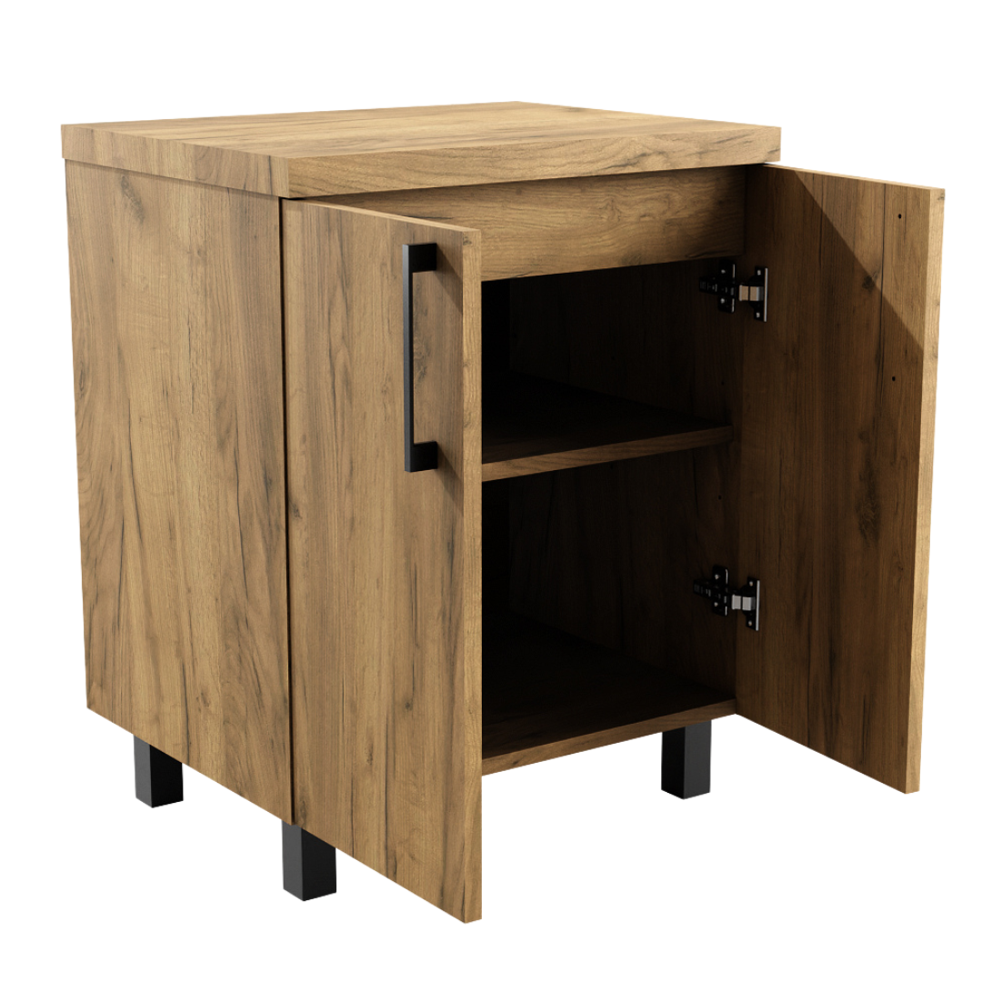 Meuble Vasque de Salle de Bain sur Pied sous Lavabo avec Tiroirs Chêne Doré - Détails