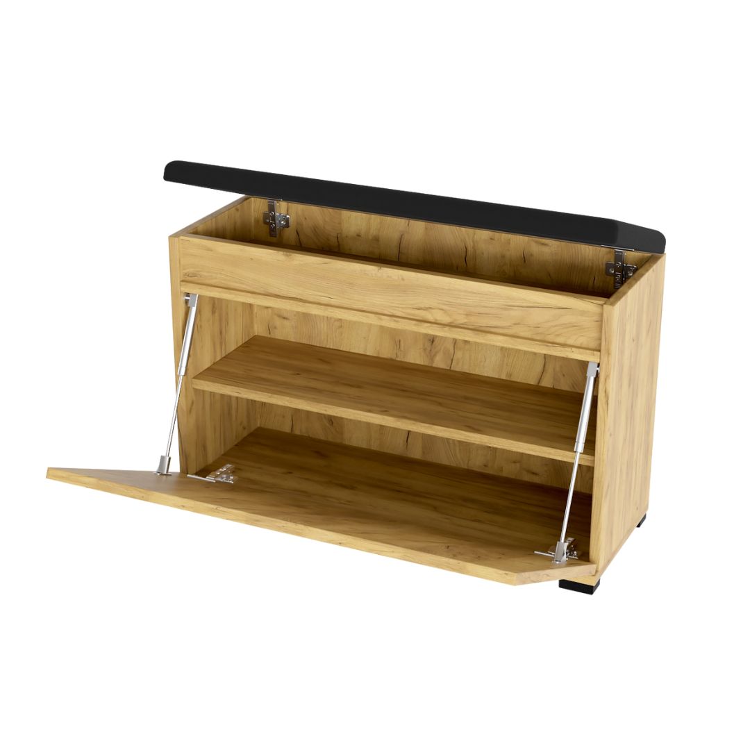 Meuble à Chaussures avec Banc d'Entrée Nova Rangement Chêne Doré - Vue principale