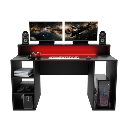 Bureau Gaming Gamer Professionnel pour Ordinateur PC Bureau de Travail Enigma Noir - Détails