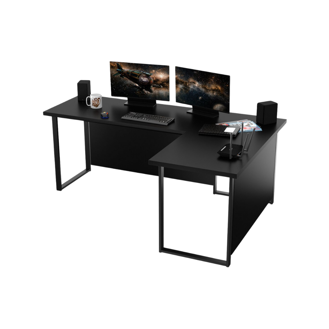 Bureau d'Angle Gaming Gamer Professionnel pour Ordinateur PC Bureau de Travail VINI N Noir - Détails