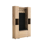 Vestiaire d'Entrée Double Complet avec Meuble à Chaussures Panneaux Capitonnés Porte-manteau et 2 Meubles Étroits Lova Chêne Sonoma - Vue principale