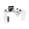 Bureau d'Angle Gaming Gamer Compact Mini pour Ordinateur PC Carbon avec LED Blanc - Vue principale