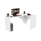 Bureau d'Angle Gaming Gamer Compact Mini pour Ordinateur PC Carbon avec LED Blanc - Vue principale