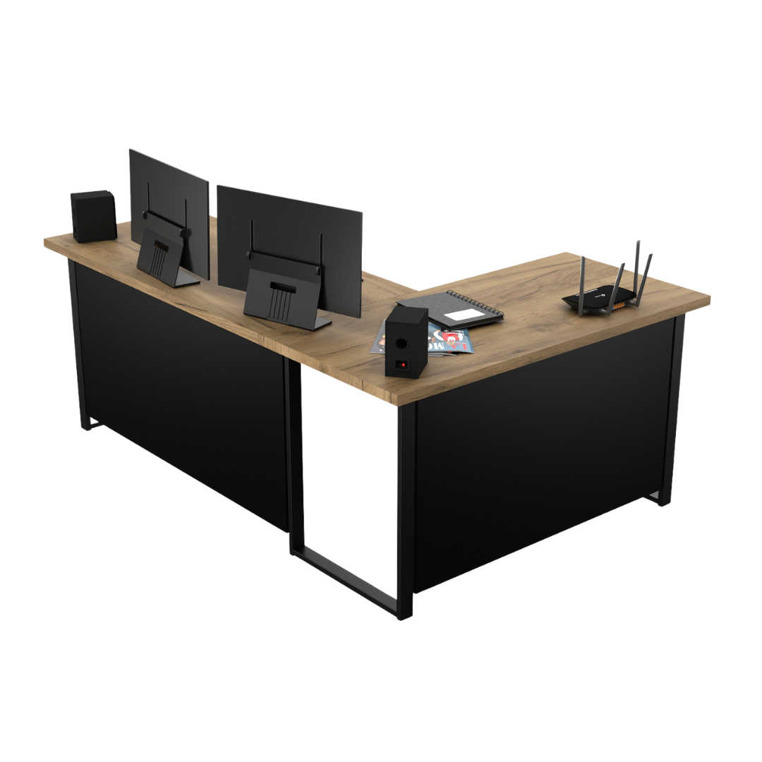 Bureau d'Angle Gaming Gamer Professionnel pour Ordinateur PC Bureau de Travail VINI N Chêne Doré - Détails