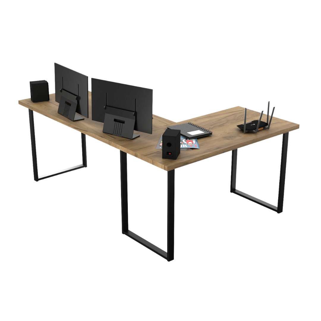 Bureau d'Angle Gaming Gamer Professionnel pour Ordinateur PC Bureau de Travail VINI N Chêne Doré - Détails