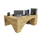 Bureau d'Angle Gaming Gamer Professionnel pour Ordinateur PC Bureau de Travail Carbon Chêne Doré - Détails