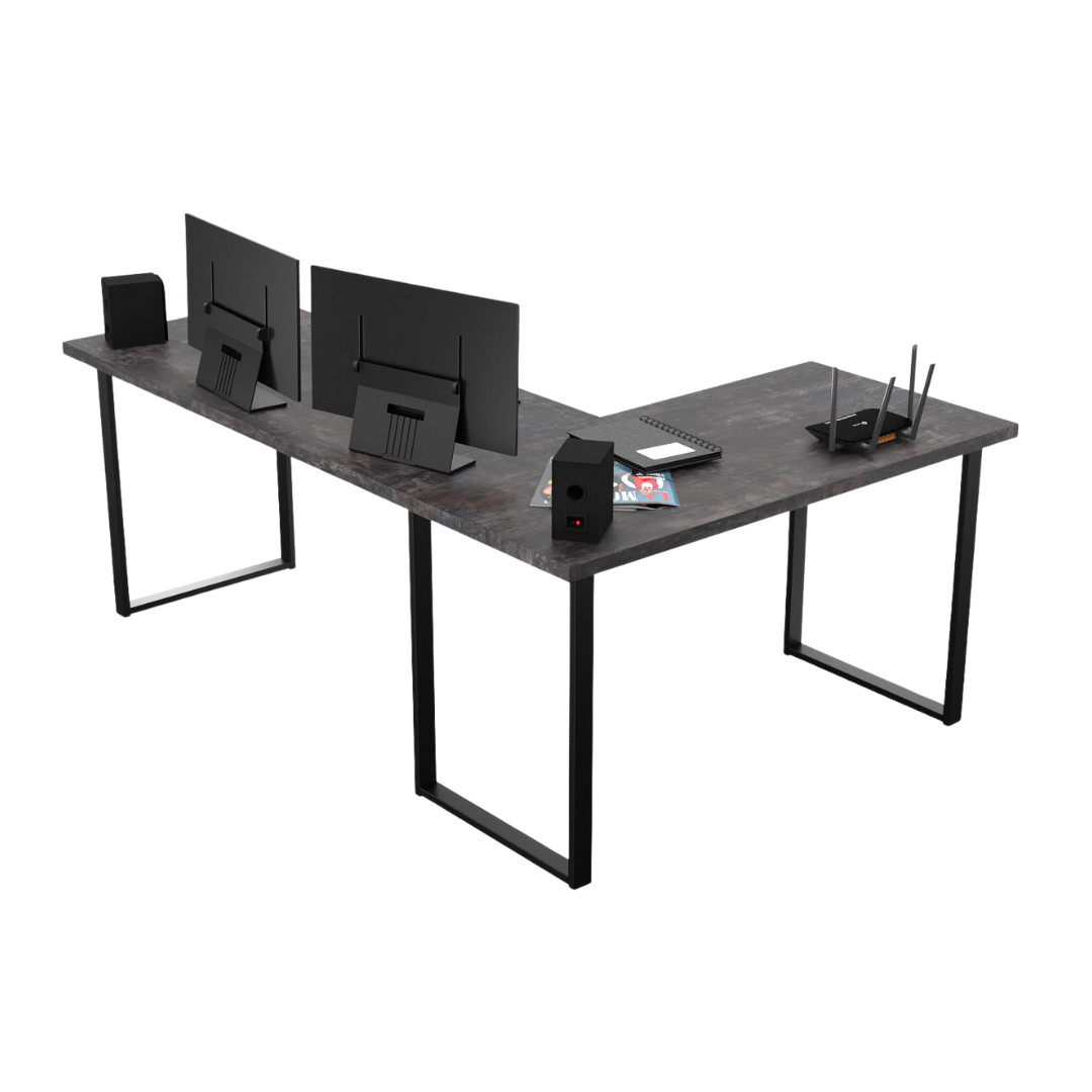 Bureau d'Angle Gaming Gamer Professionnel pour Ordinateur PC Bureau de Travail VINI N Béton Foncé - Détails
