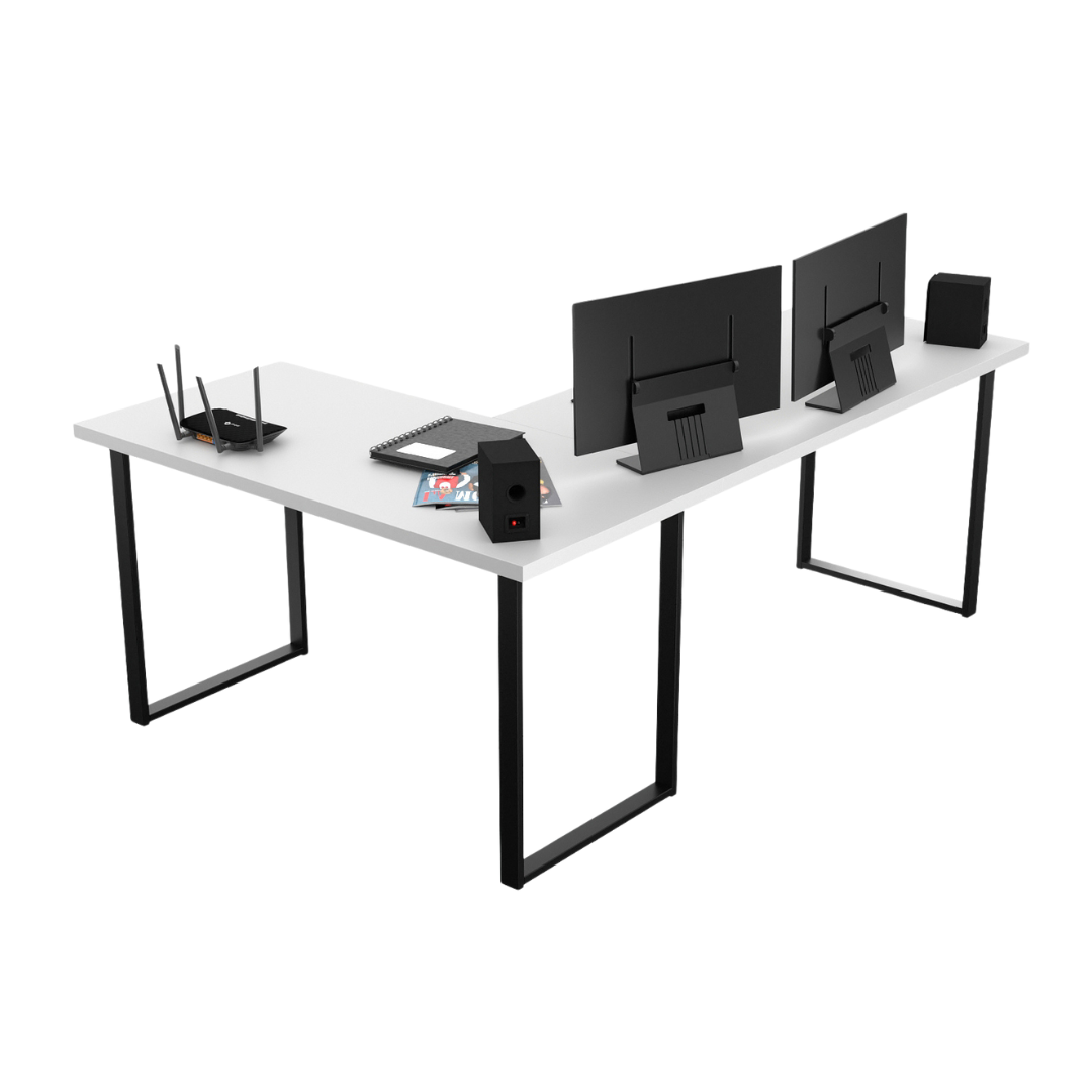 Bureau d'Angle Gaming Gamer Professionnel pour Ordinateur PC Bureau de Travail VINI N Blanc - Détails