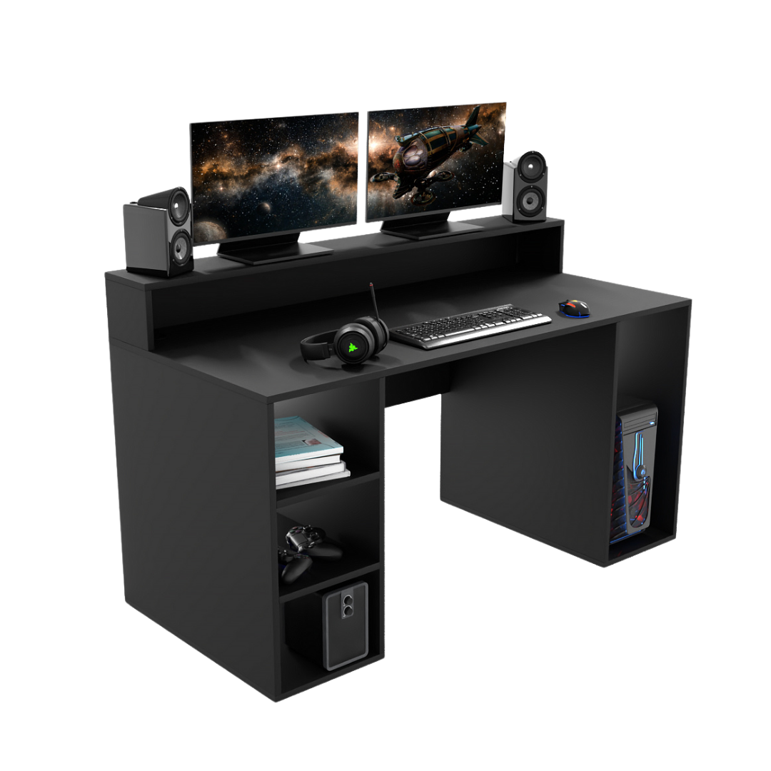 Bureau Gaming Gamer Professionnel pour Ordinateur PC Bureau de Travail Enigma Noir - Vue principale