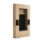 Vestiaire d'Entrée Double Complet avec Meuble à Chaussures Panneaux Capitonnés Porte-manteau 2 Meubles Étroits et Surmeubles Lova Chêne Sonoma - Vue principale