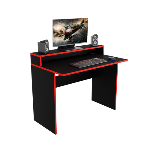 Bureau Gaming Gamer Professionnel pour Ordinateur PC Bureau de Travail Adept Noir - Détails