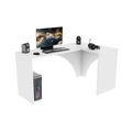Bureau d'Angle Gaming Gamer Compact Mini pour Ordinateur PC Carbon Blanc