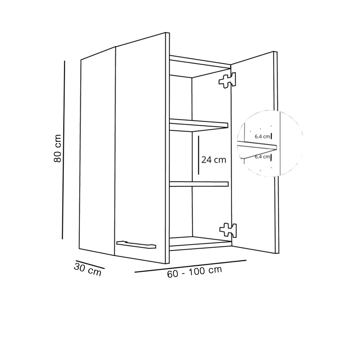 Meuble de Salle de Bain Suspendu Rangement Chêne Doré - Détails