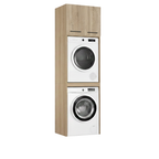 Meuble de Salle de Bain sur Lave-linge et Sèche-linge avec Surmeuble Luza Rangement Chêne Sonoma - Vue principale