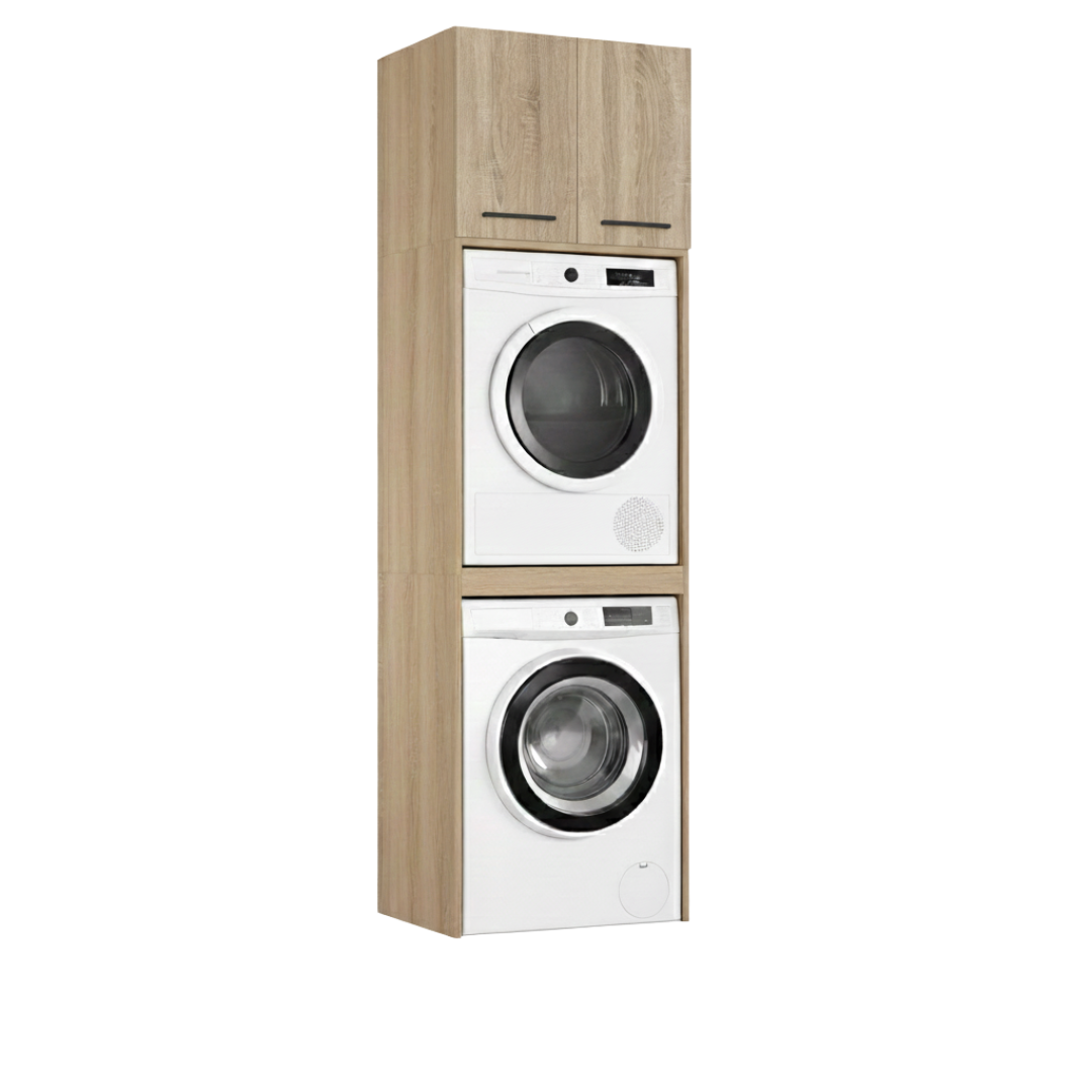 Meuble de Salle de Bain sur Lave-linge et Sèche-linge avec Surmeuble Luza Rangement Chêne Sonoma - Vue principale
