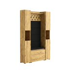 Vestiaire d'Entrée Double Complet avec Meuble à Chaussures Panneaux Capitonnés Porte-manteau et 2 Meubles Étroits Lova Chêne Doré - Vue principale