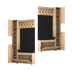 Vestiaire d'Entrée Complet avec Meuble à Chaussures Panneaux Capitonnés Porte-manteau et Meuble Étroit Garderoba Chêne Sonoma - Détails