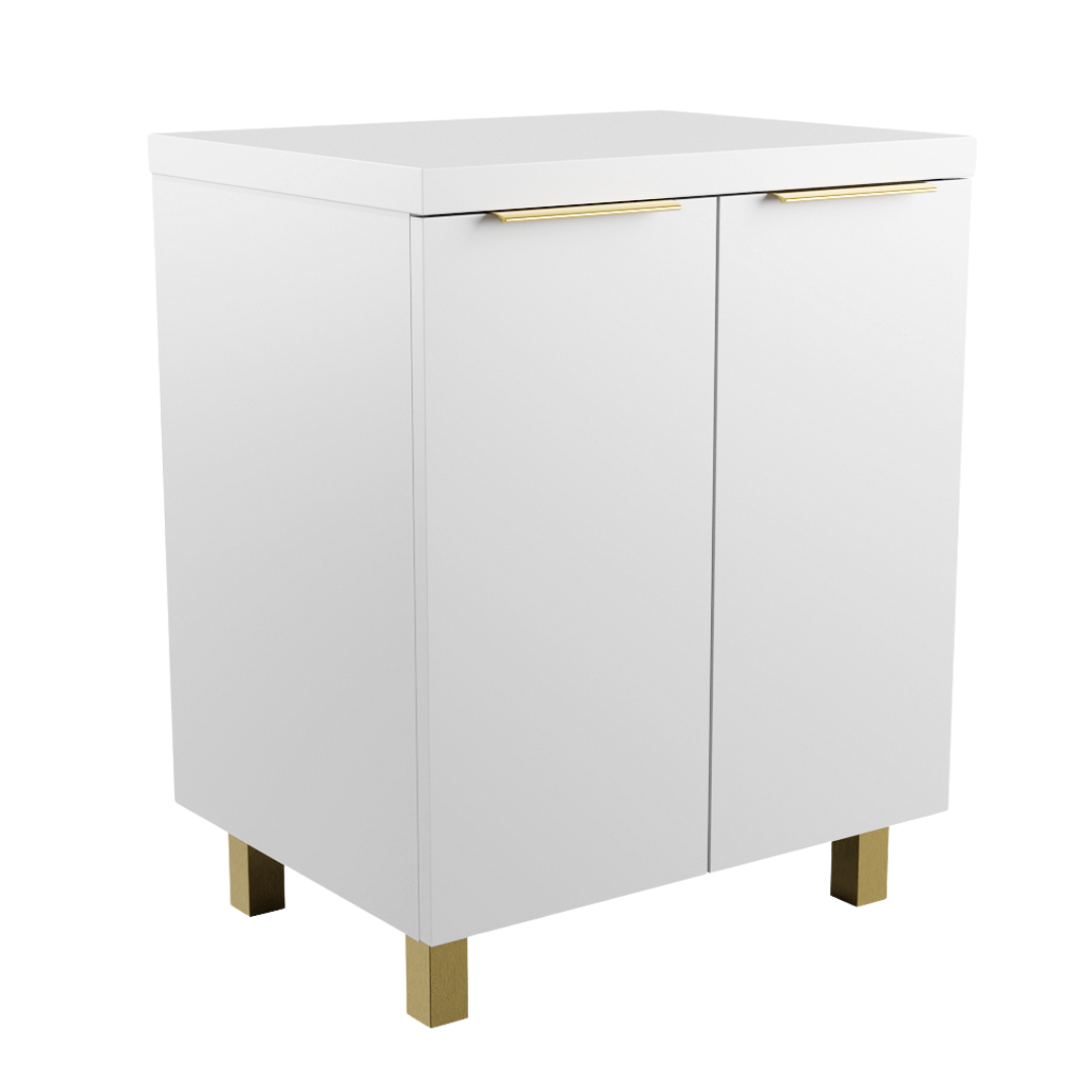 Meuble Vasque de Salle de Bain sur Pied sous Lavabo avec Tiroirs Blanc - Détails