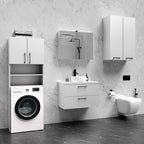 Meuble Rangement sur Pied au-dessus Lave-linge avec Portes Blanc - Détails