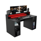 Bureau Gaming Gamer Professionnel pour Ordinateur PC Bureau de Travail Enigma avec LED Noir - Vue principale