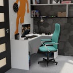 Bureau d'Angle Gaming Gamer Compact Mini pour Ordinateur PC Carbon Blanc - Détails