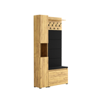 Vestiaire d'Entrée Complet avec Meuble à Chaussures Panneaux Capitonnés Porte-manteau et Meuble Étroit Garderoba Chêne Doré - Détails
