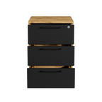 Caisson de Bureau Mobile à Roulettes avec Serrure et Tiroirs Rangement Max Chêne Doré - Détails