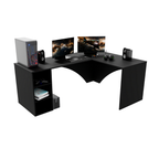 Bureau d'Angle Gaming Gamer Professionnel pour Ordinateur PC Bureau de Travail Carbon Noir - Détails